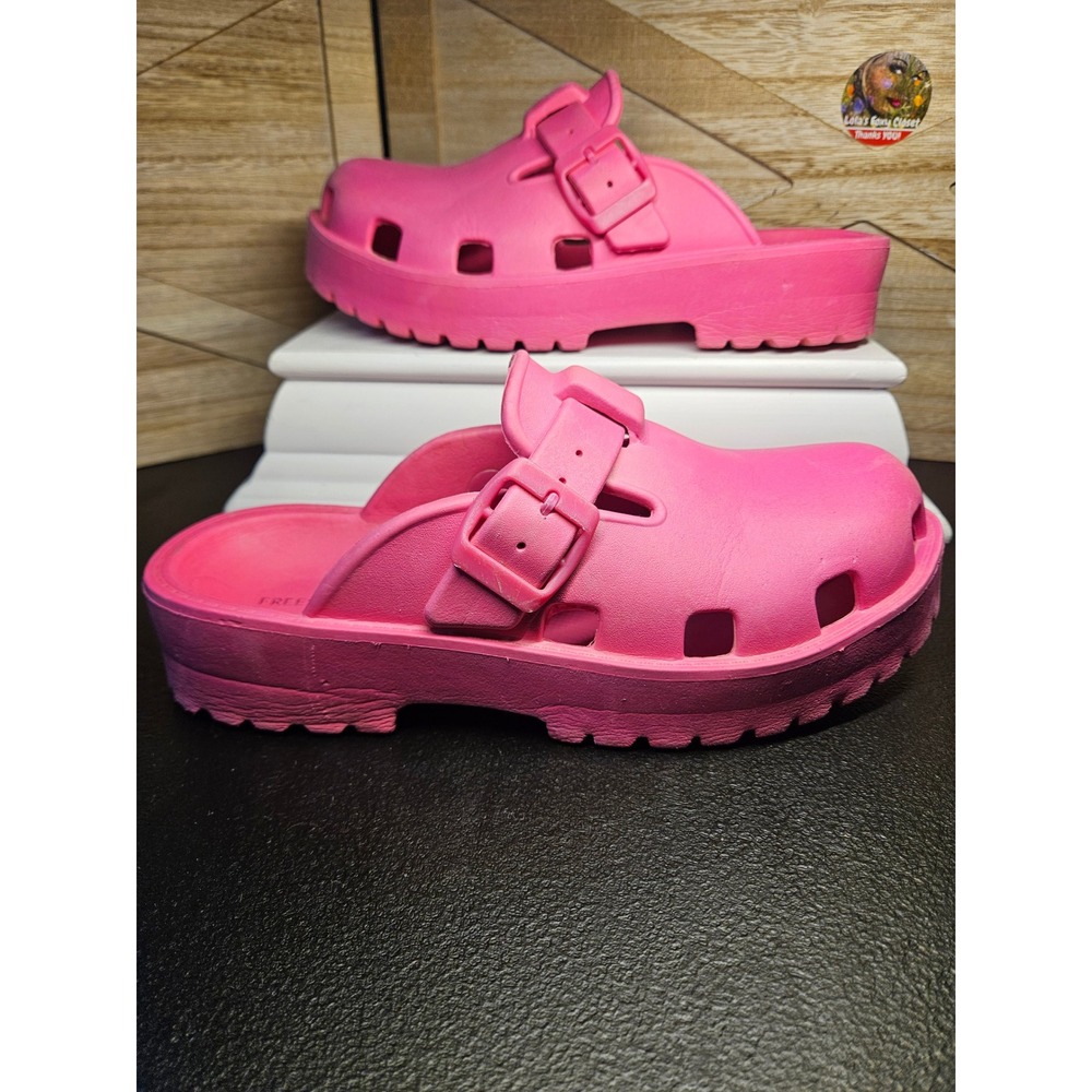 Free People Clogs Women 7 Hot Pink Karlie Buckle Chunky Platform Mules #780